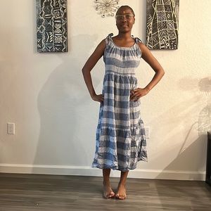 Blue Jean like Small Dress New Horizontal Stripes Light Dark